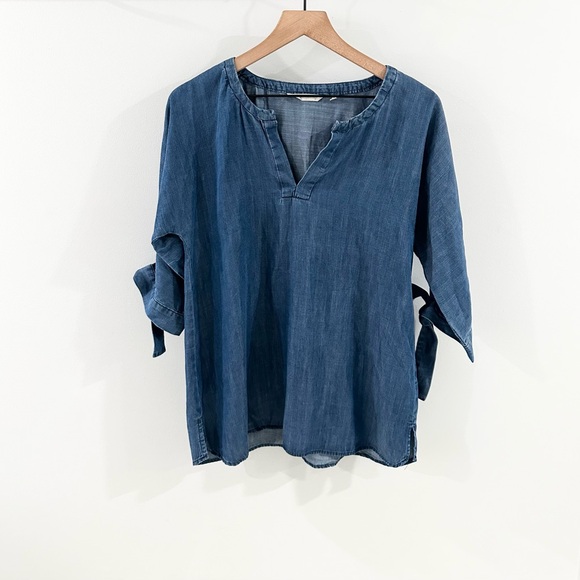 Soft Surroundings Cold Shoulder Chambray Shirt Size XS - Picture 2 of 6